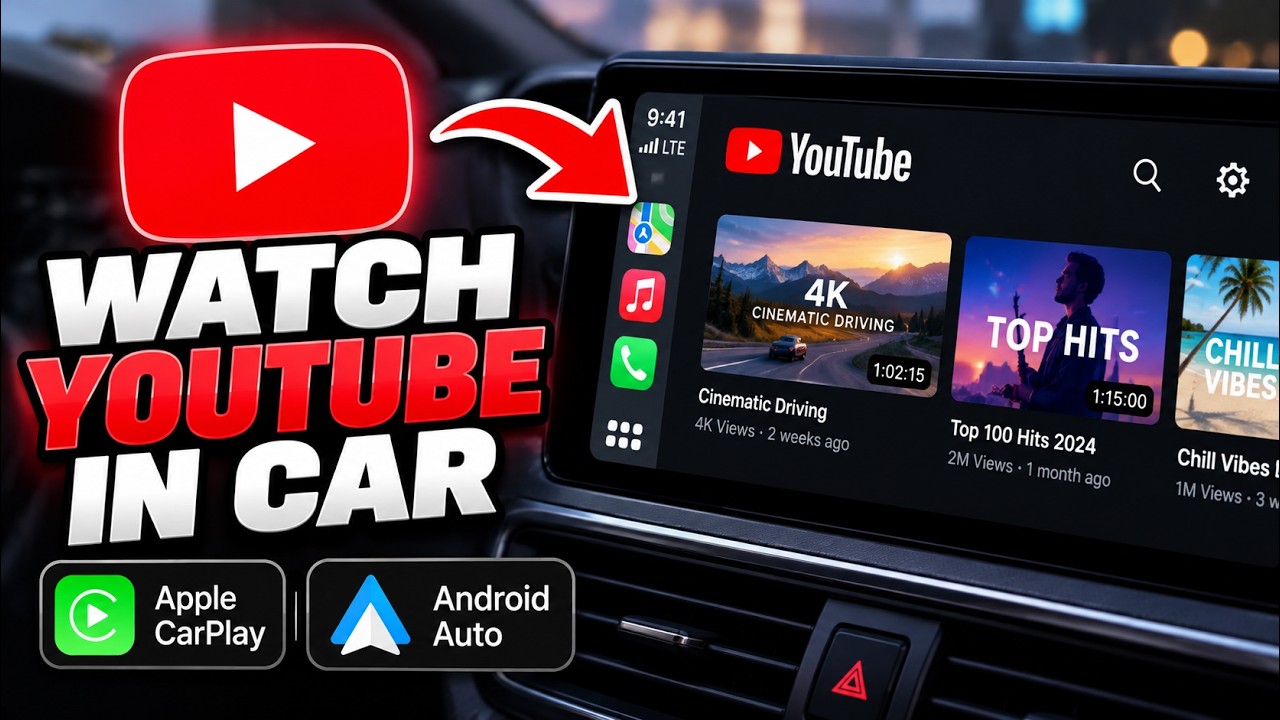 How to Watch YouTube on Apple CarPlay Android Auto ✓ Watch