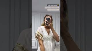 Kol Ucu Püsküllü Tül Elbise Ekru