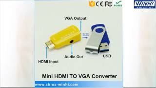 Micro Connectors 25′ TOSLINK Digital Optical Cable WINHI WH-CN209HV: Mini HDMI TO VGA Converter, with 3.5mm audio out