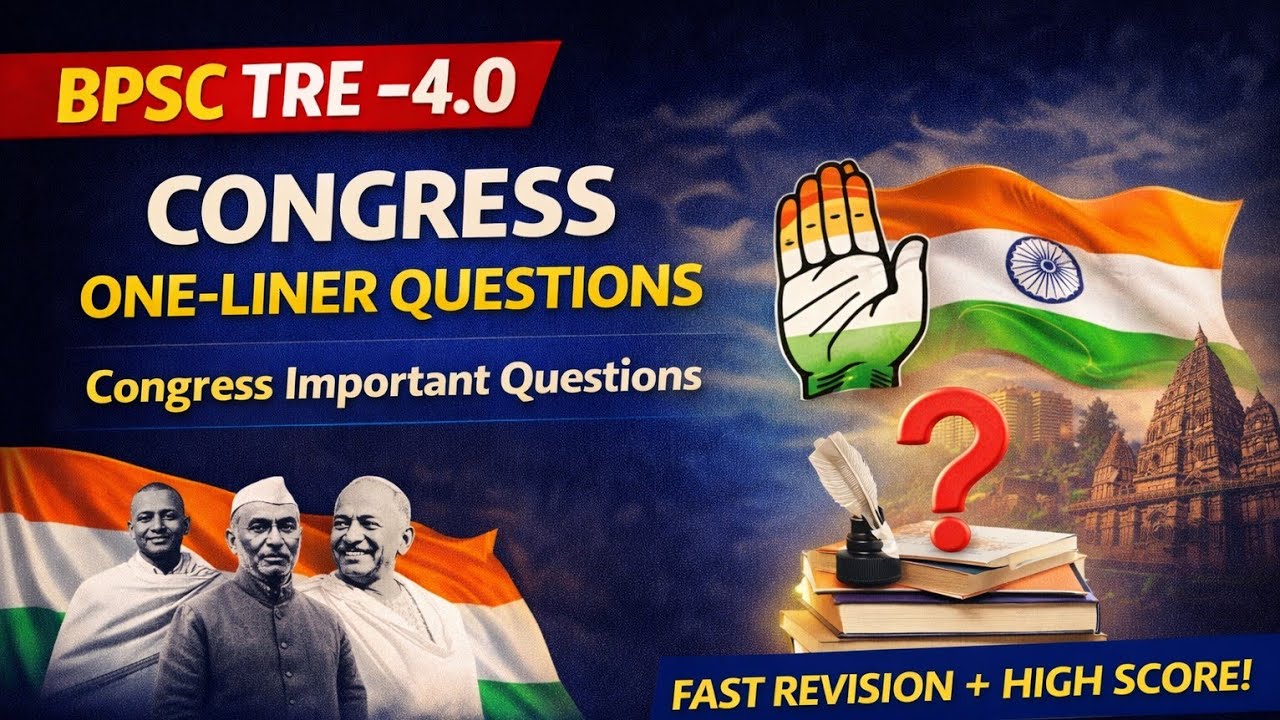 BPSC TRE 4.0 | Congress One-Liner Questions | Congress Important Questions | Teacher Exam 2026