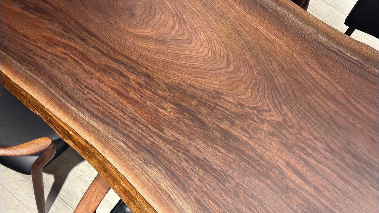 ウォールナット 一枚板 2220×920-1060×63 261622 - YouTube