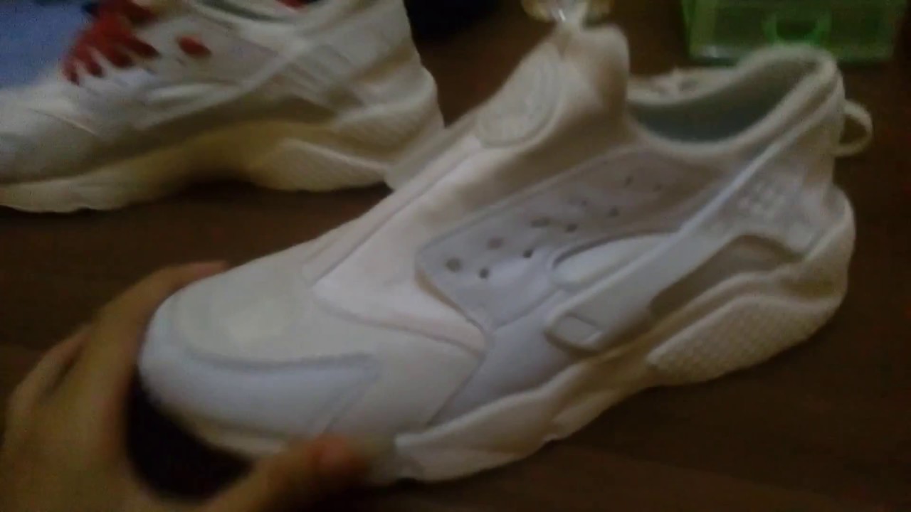 How to Tie Nike Air Huarache Triple White Shoes Laces Glow In The