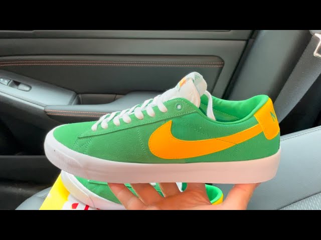 Nike Sb Zoom Blazer Low Pro Gt Lucky Green Gold Shoes Youtube