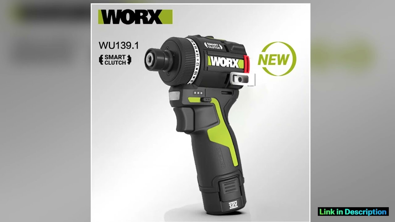 Worx WU139 Cordless Screwdriver Dual Speed 50Nm 12v 1800rpm 181 Brushless Motor Adjust Torque Unive
