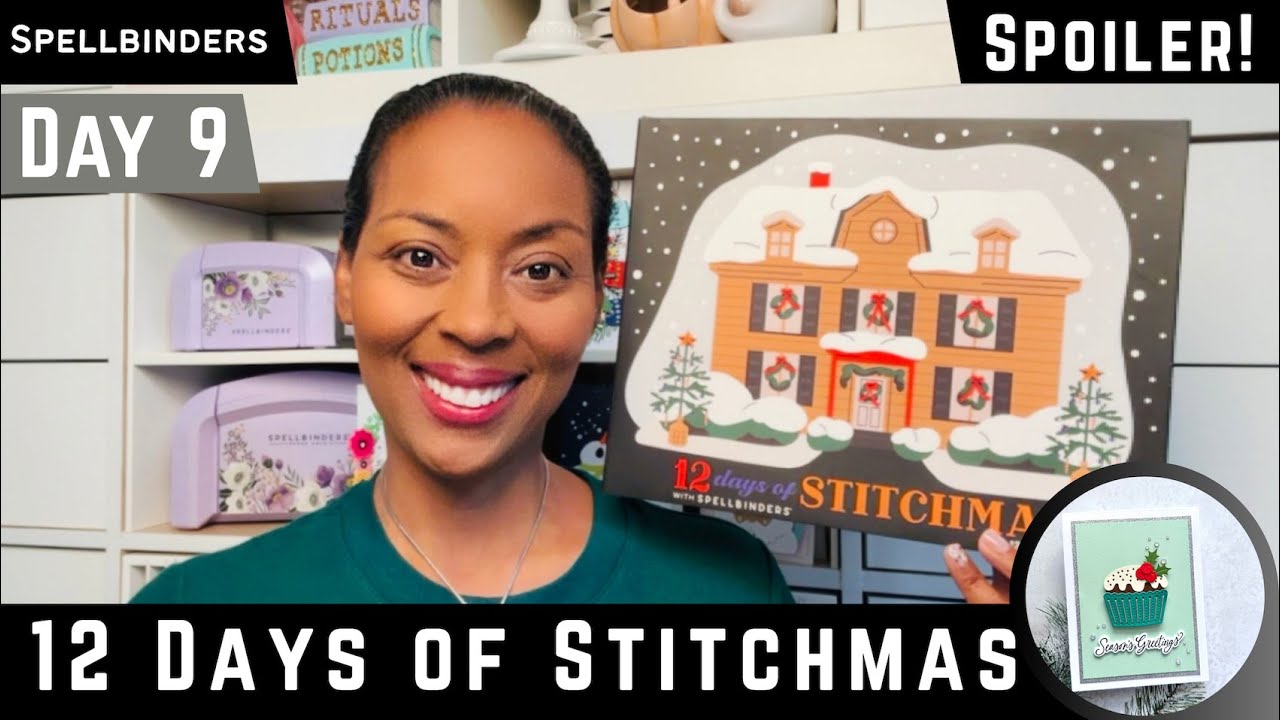 Спойлер! День 9 ~ 12 дней Stitchmas | Урок и обмен открытками | Spellbinders 