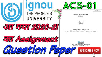 ACS-01 Assignment Question Paper 2020-21| #IGNOU #Ignouassignment