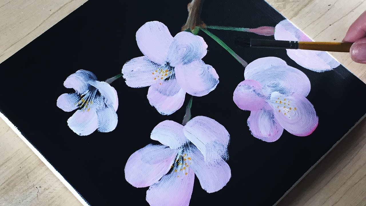 アクリル絵の具を使用した桜の花びらの描き方 初心者が簡単に絵を描く方法 90 Youtube