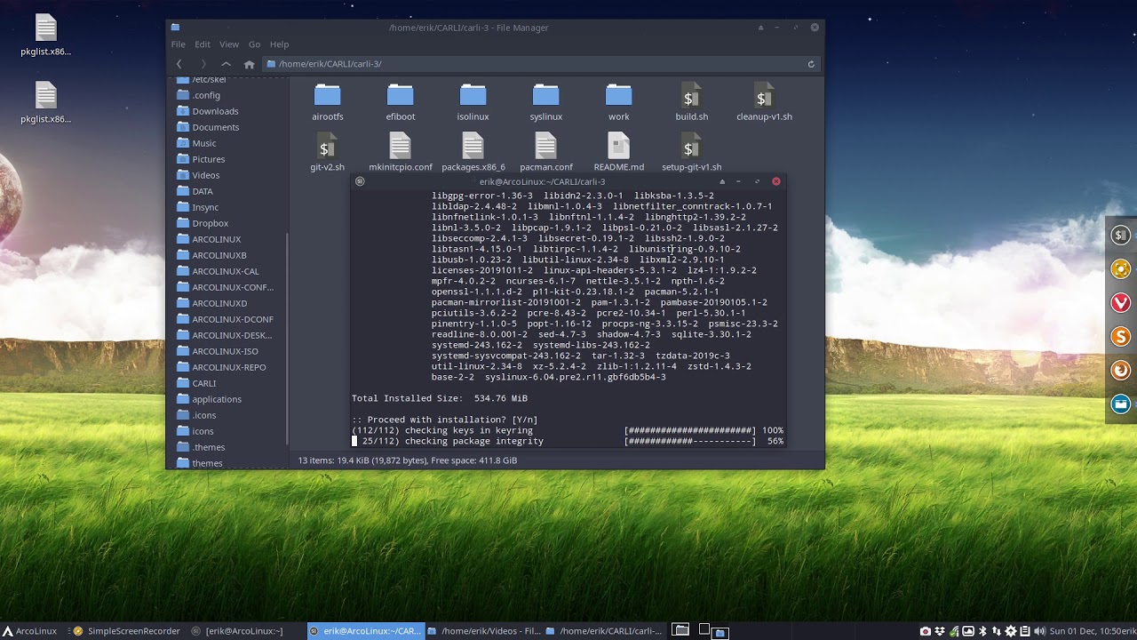 ArcoLinux : 1241 created carli 3 - Arch Linux iso release 12/2019 2/2 ...