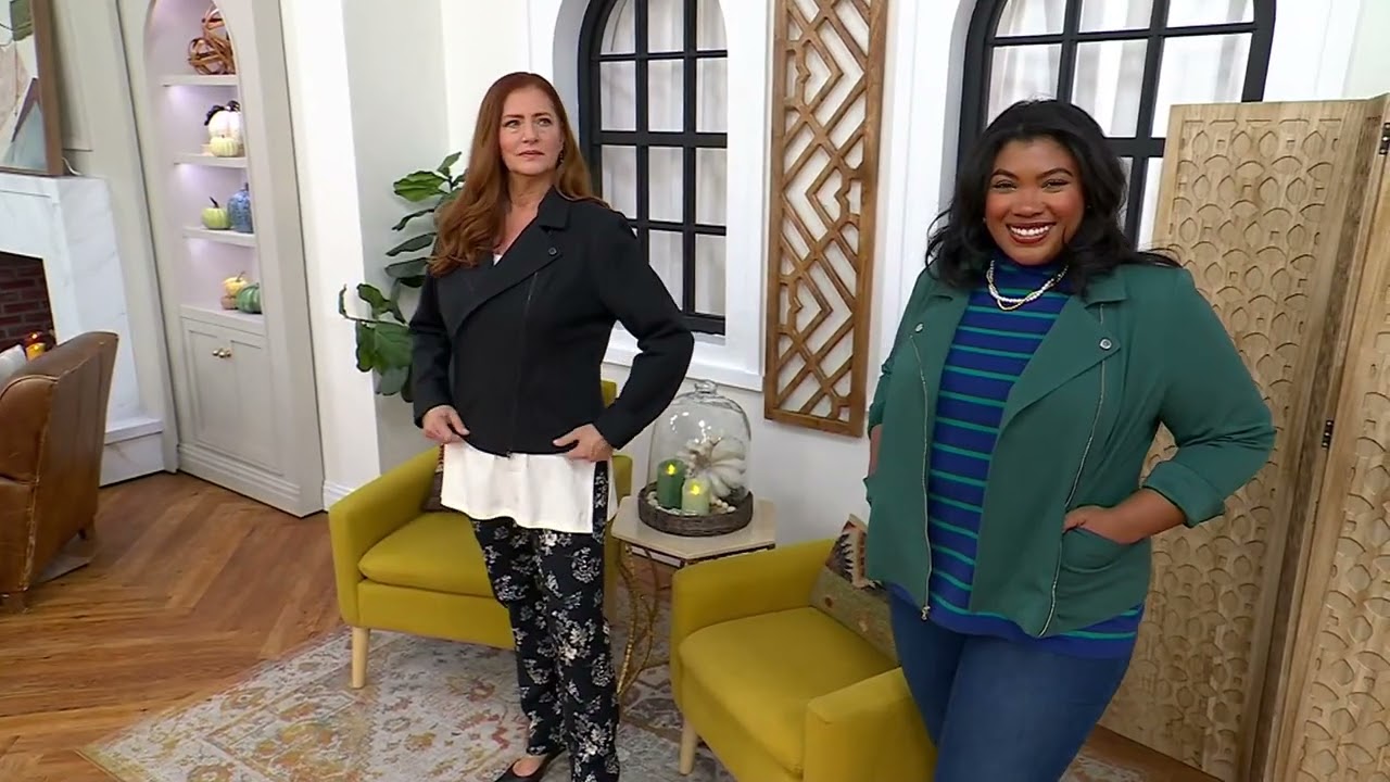 Isaac Mizrahi Live! 24/7 Stretch Zip Front Moto Jacket on QVC