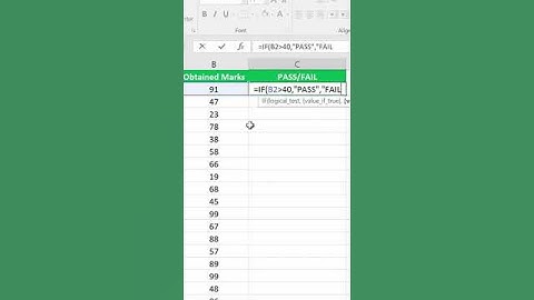 Excel IF function trick( In 20 seconds)| Pass/Fail #shorts #exceltricks #excel #exceltips #ytshorts