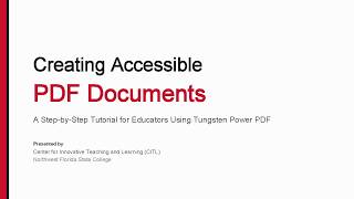 Creating Accessible PDF Documents: Tungsten Power PDF Tutorial