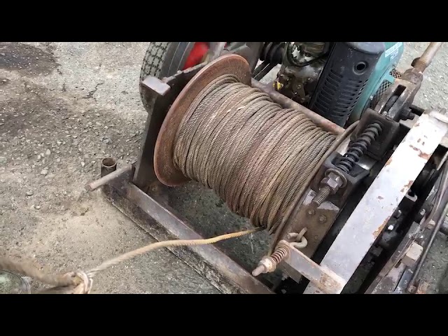 本宏製作所 ミニスーパーFR3 集材機 ウインチ ワイヤー - YouTube