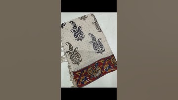 WA 7200272775 pure kalamkari cotton hand block print saree with blouse #kalamkaricotton #handblock