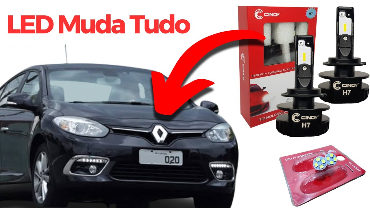 Como trocar lâmpadas para LED no Renault Fluence! MUDOU MUITO