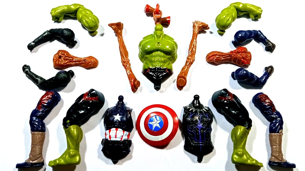 Black panther captain America Hulk smash monster siren head assemble toys video 