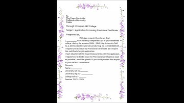 Application for issuing Provisional Certificate in english