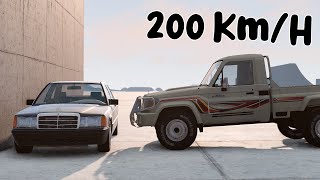 CRASH TEST #12 - Toyota Land Cruiser Pickup VS Mercedes-Benz W201 / BeamNGdrive screenshot 1