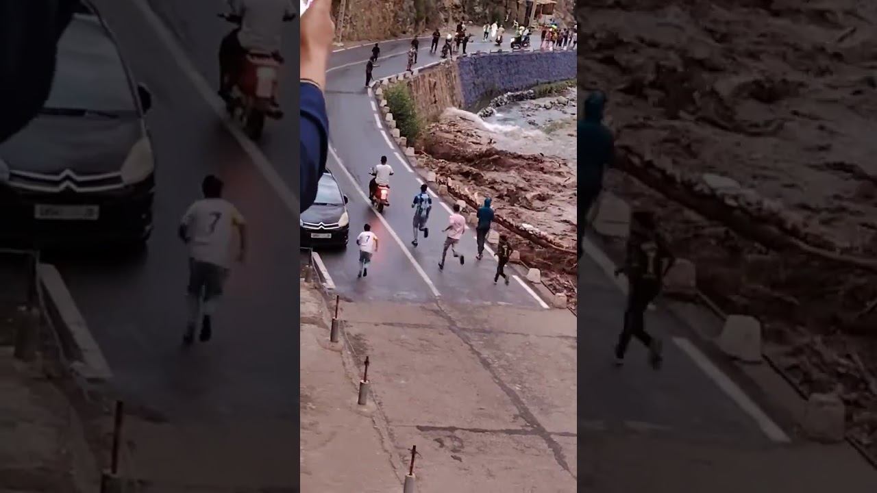 ⚠️ The moment the torrent arrives in the Ourika Valley Morocco 🇲🇦 