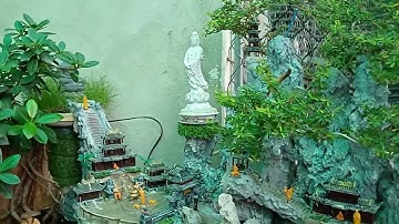 Hòn non bộ sơn thủy hữu tình một góc cảnh Thiếu Lâm Tự dưới đôi tay nghệ nhân Tây Ninh tuyệt đẹp