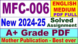 Mfc 006 Solved Assignment 202425 In English  Mfc 006 Solved Assignment 2025  Mfc6 202425