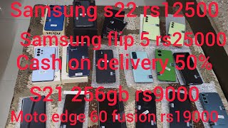 Samsung flip 5 rs25000 a54 rs13500 xiaomi 12 pro 11000 edge 60 fusion rs19000 edge 50 fusionrs12500