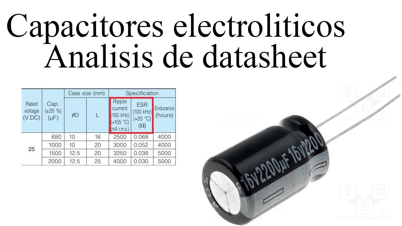 Capacitores electrolíticos análisis de datasheet YouTube