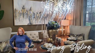 New|Spring DiningRoom Styling| MODERN GLAM DECOR(with a pop of Blue)Decorate with me for Spring+Tour