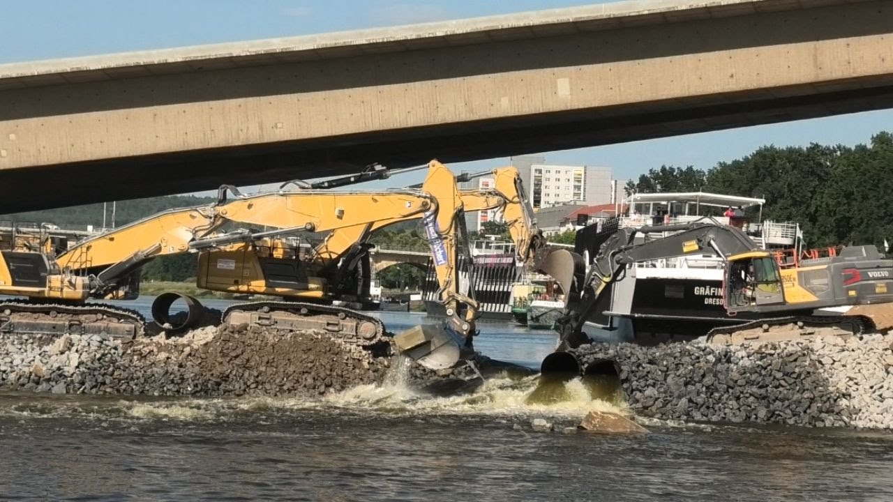 Spektakuläre Aktion! neue Baustraße an nur einem Tag! Abriss Carolabrücke Dresden Update 20.06.2025