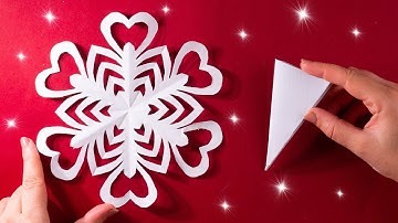Paper Cutting Design❄️How to make a paper heart snowflake for Christmas [Clear tutorial DIY easy]