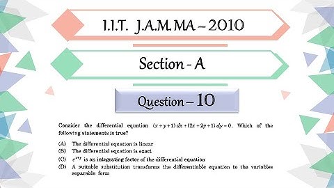 IIT JAM 2010 Mathematics solutions |  Question 10 | Differential Equation | Variable Seperable