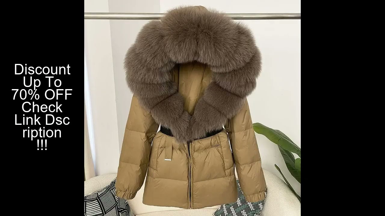 Puffer Jacket Women Winter New European fashion Real Fox Fur Hooded Thick Warm White Duck Down Coat