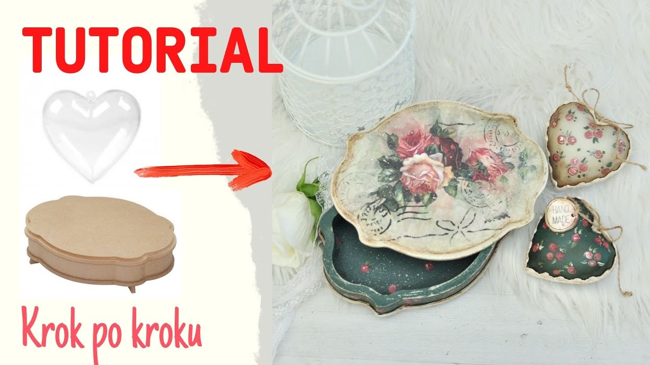Decoupage retro szkatułka z malowanymi różami [tutorial] No. 825