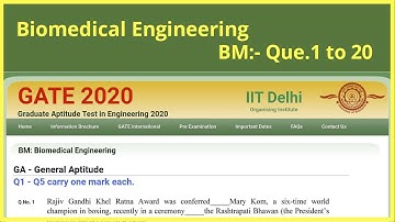 Gate 2020 Biomedical Engineering | Gate Biomedical engineering 2020 answer key