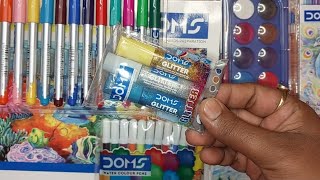 Different types of colours||drawing stationery||doms colours open unboxing||glitters colours