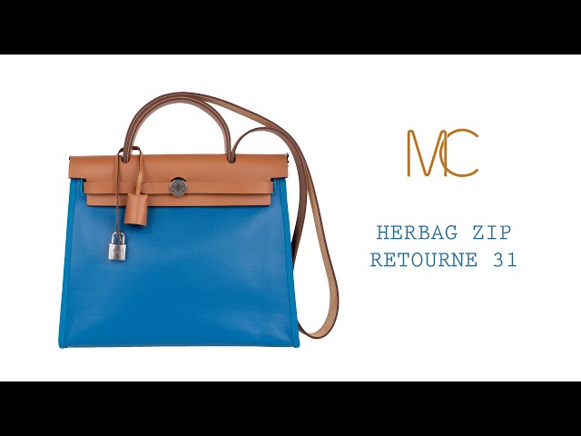 Hermes Herbag Zip Retourne 31 Blue Frida Berline/ Vache Naturelle Leat –  Mightychic