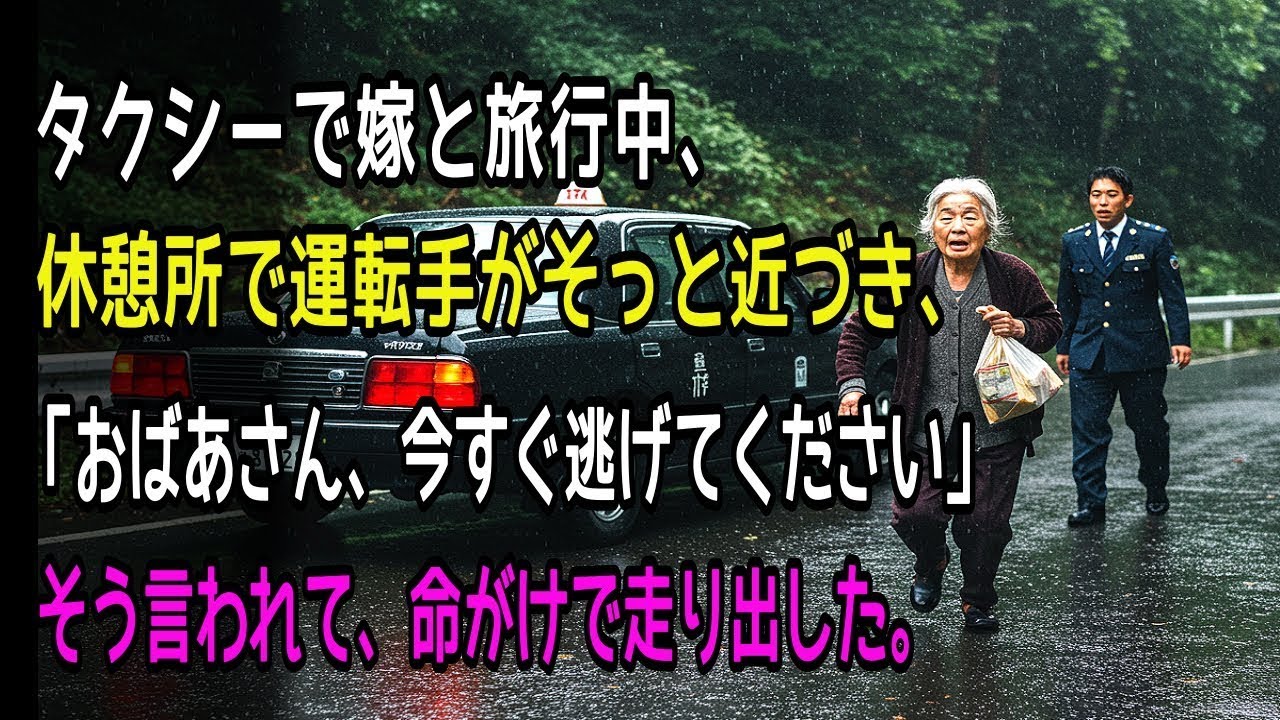 タクシーで嫁と旅行中、休憩所で運転手がそっと近づき、「おばあさん、今すぐ逃げてください」そう言われて、命がけで走り出した。