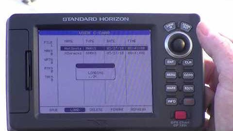 Loading a Hot Spots Fishing Chip™ into a Standard Horizon 180i