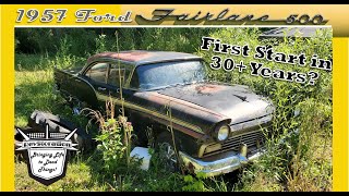 1957 Ford Fairlane 500 Revival: First Start in 30 plus Years! 292 YBlock  Abandoned in Woods!