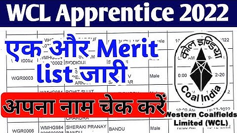 WCL Apprentice की एक और Latest Merit list जारी, WCL Apprentice Document Merit list 2022
