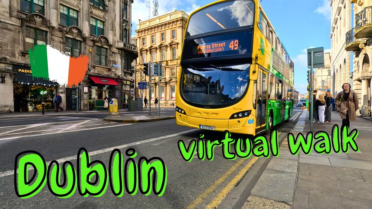 🇮🇪 Rainy Dublin Walk in 4K ☔ | Virtual Tour Through Wet Streets of Ireland