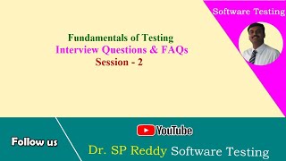 # ST02 || Error - Fault - Failure - Interview Questions || Software Testing || By Dr. SP Reddy ||