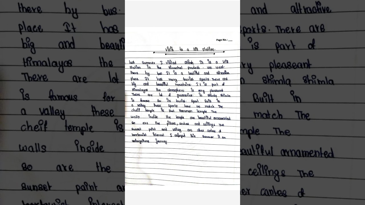 Essay on a visit to Hill Station 