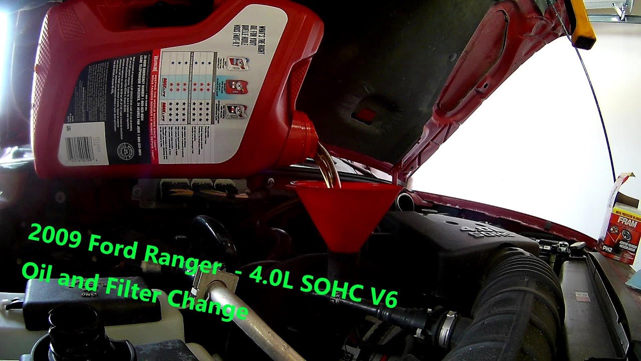 Oil and filter change for a 2009 Ford Ranger. 4.0 Ltr. V6 - YouTube