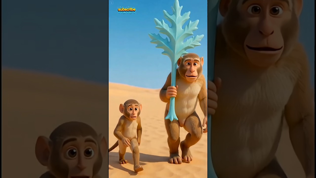 monkey and baby monkey plant snow tree ll 