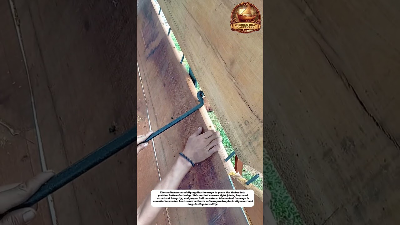 Aligning and Tightening Wooden Boat Planks | Traditional Hull Assembly Technique