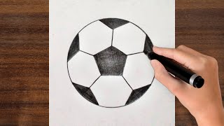 How To Draw A Soccer Football ! Step By Step ! Very Easy 3d Drawing image