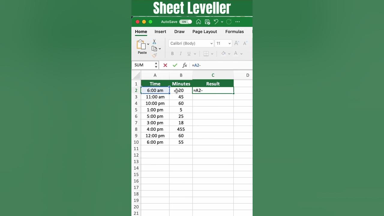 Subtract minutes from time in excel like a pro youtube