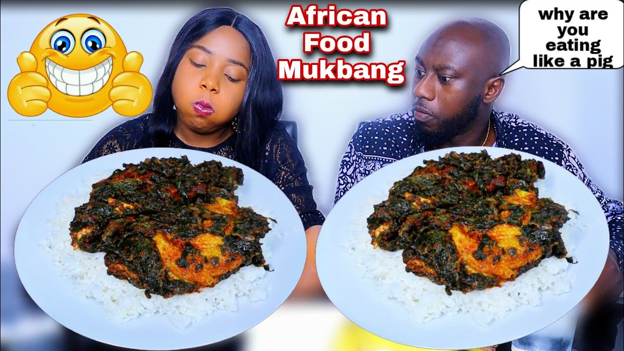 BAD TABLE MANNER MUKPRANK ON HUSBAND | WHITE RICE AND VEGETABLE STEW | AFRICAN FOOD MUKBANG