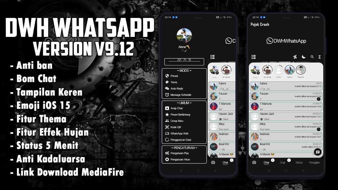 DWH WA Terbaru 2021 || DWH WhatsApp v9.12 Fitur Terlengkap -Efek Salju