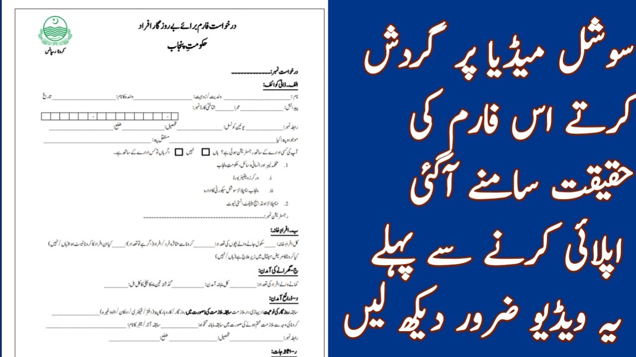 Reality of Be-Rozgar afrad form | How to apply govt of punjab Be-Rozgar ...